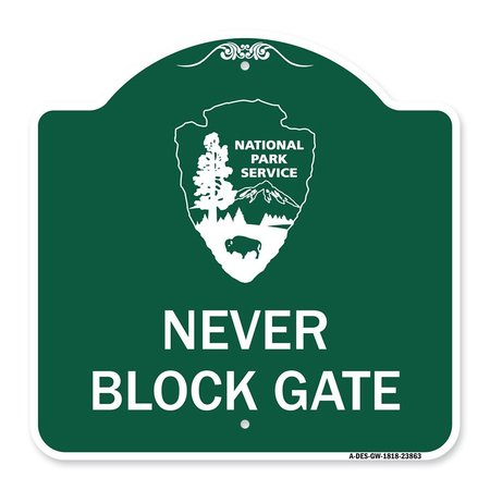 SIGNMISSION National Park Service-Permit Parking Only, Green & White Aluminum Sign, 18" x 18", GW-1818-23863 A-DES-GW-1818-23863